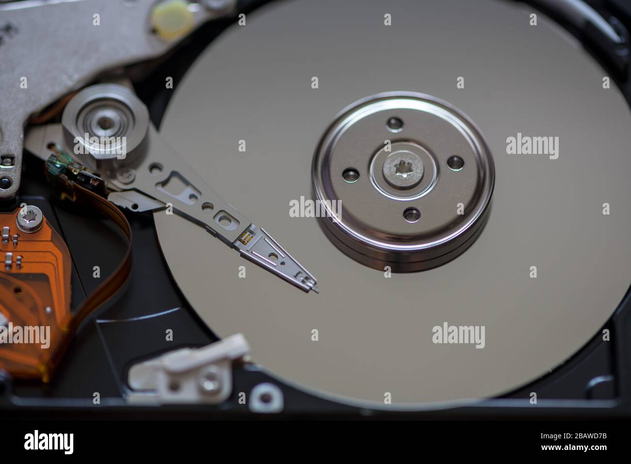 Nahaufnahme auf drei Festplattenlaufwerken, Festplatte, Solid State, SATA, IDE Stockfoto