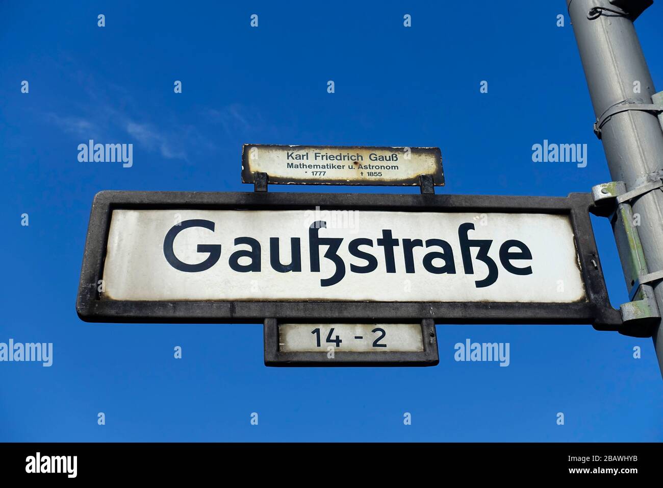 Streetsign Karl Friedrich Gauß in Berlin Stockfoto