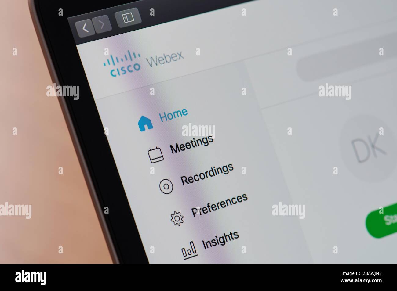 New York, USA - 29. März 2020: Cisco webex Meeting-Webseite auf dem Bildschirm Nahansicht Stockfoto
