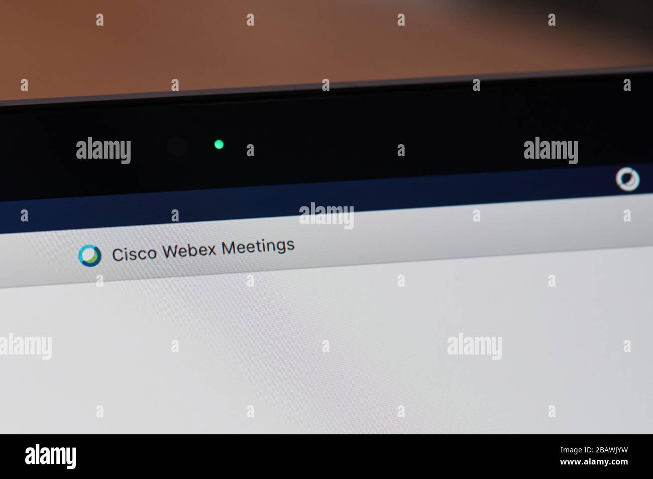 New York, USA - 29. März 2020: Cisco webex Meeting Homepage mit Kamera auf dem Bildschirm Nahansicht Stockfoto