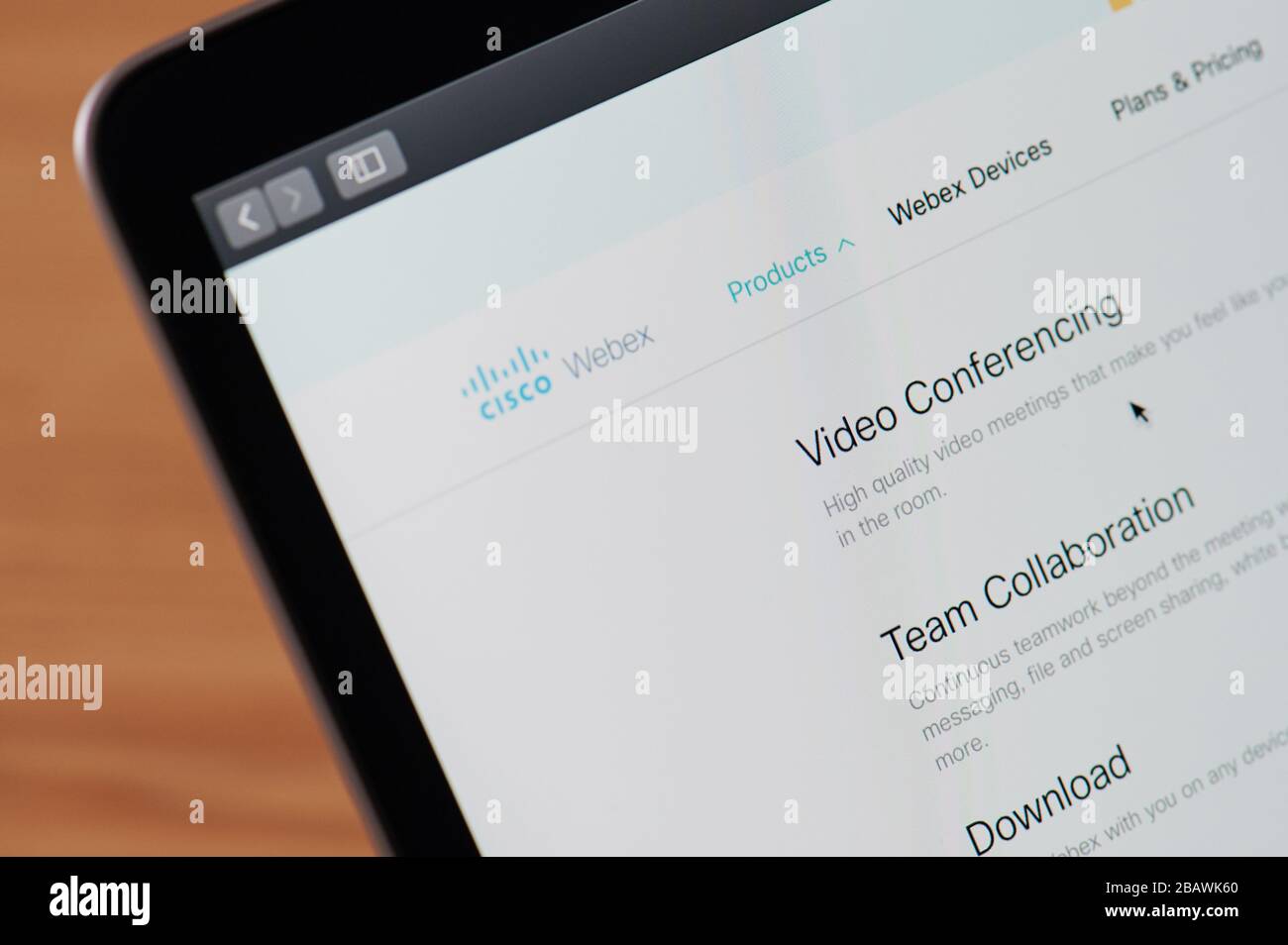 New York, USA - 29. März 2020: Cisco webex Videokonferenz-Webseite auf dem Computerbildschirm Nahansicht Stockfoto