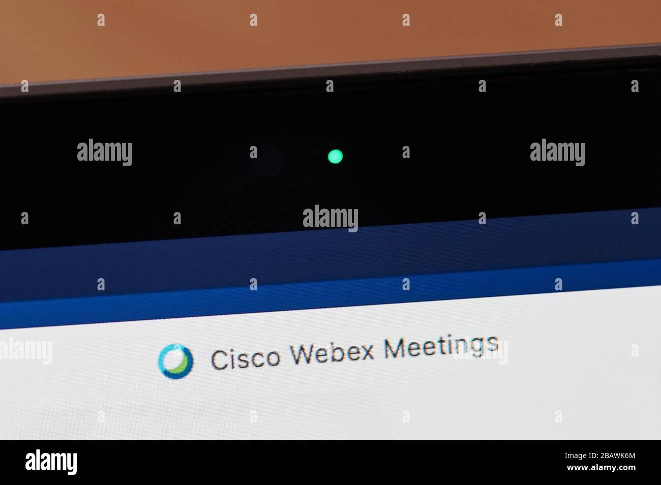 New York, USA - 29. März 2020:verwenden der Kamera im Cisco webex Meeting Programmsymbol auf dem Bildschirm Nahansicht Stockfoto