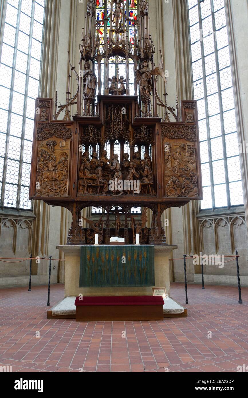 Heilig-Blut-Altar von Tilman Riemenschneider Sankt Jakob-Kirche, Rothenburg ob der Tauber, Bayern, Deutschland Stockfoto