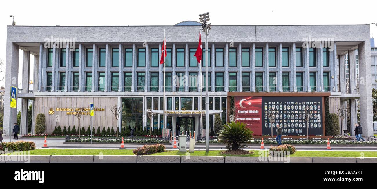 Außenansicht des städtischen Stadtbezirks Istanbul in Sarachane, Fatih. Stockfoto