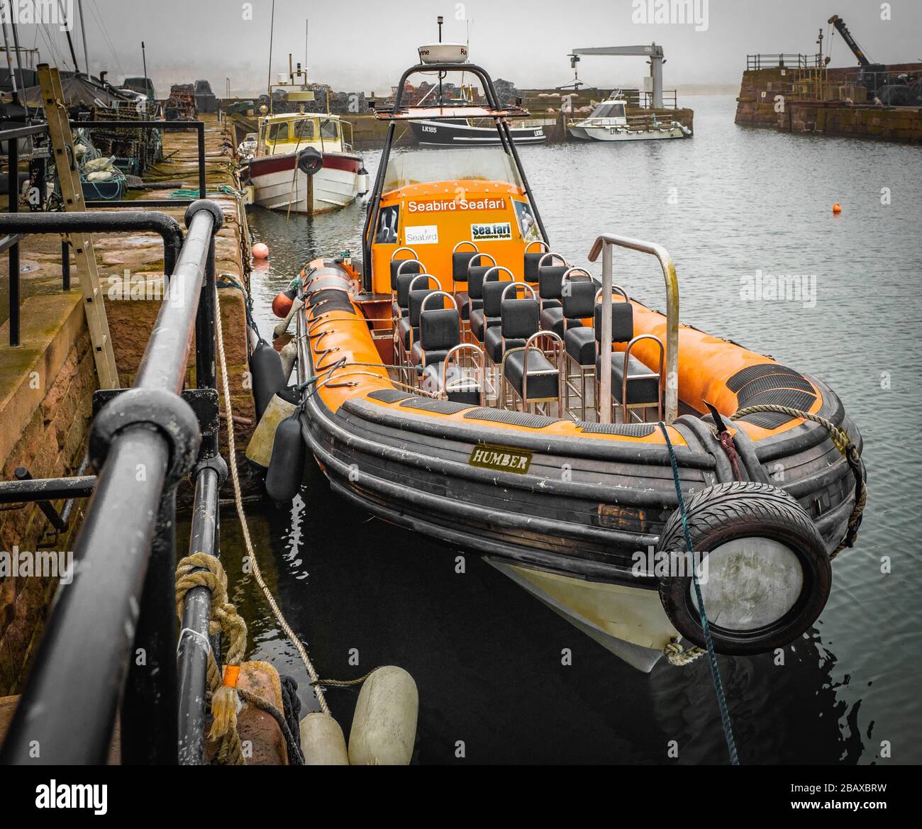 Desertierter Hafen in North Berwick, East Lothian, Schottland, aufgrund der Bedrohung durch Coronavirus. Stockfoto