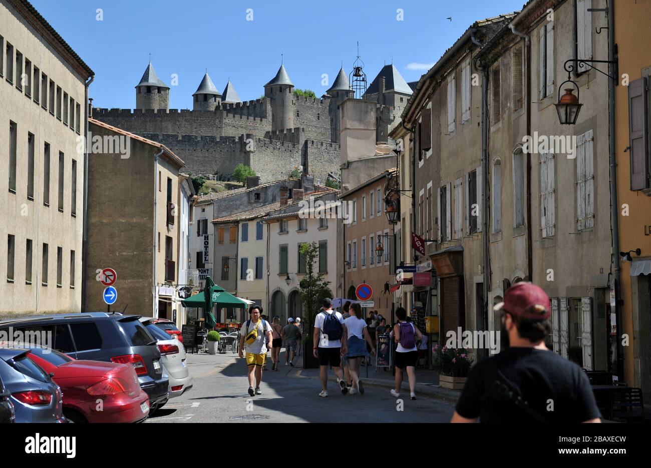 Zitadelle, ummauerte Stadt und Burg in Carcassonne, Aude, Frankreich Stockfoto