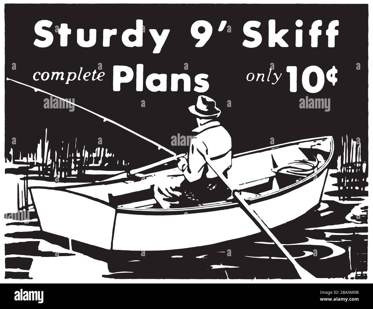 Fischer Im Ruderboot - Bauen Sie Ihren Eigenen Sturdy Skiff Stockfoto