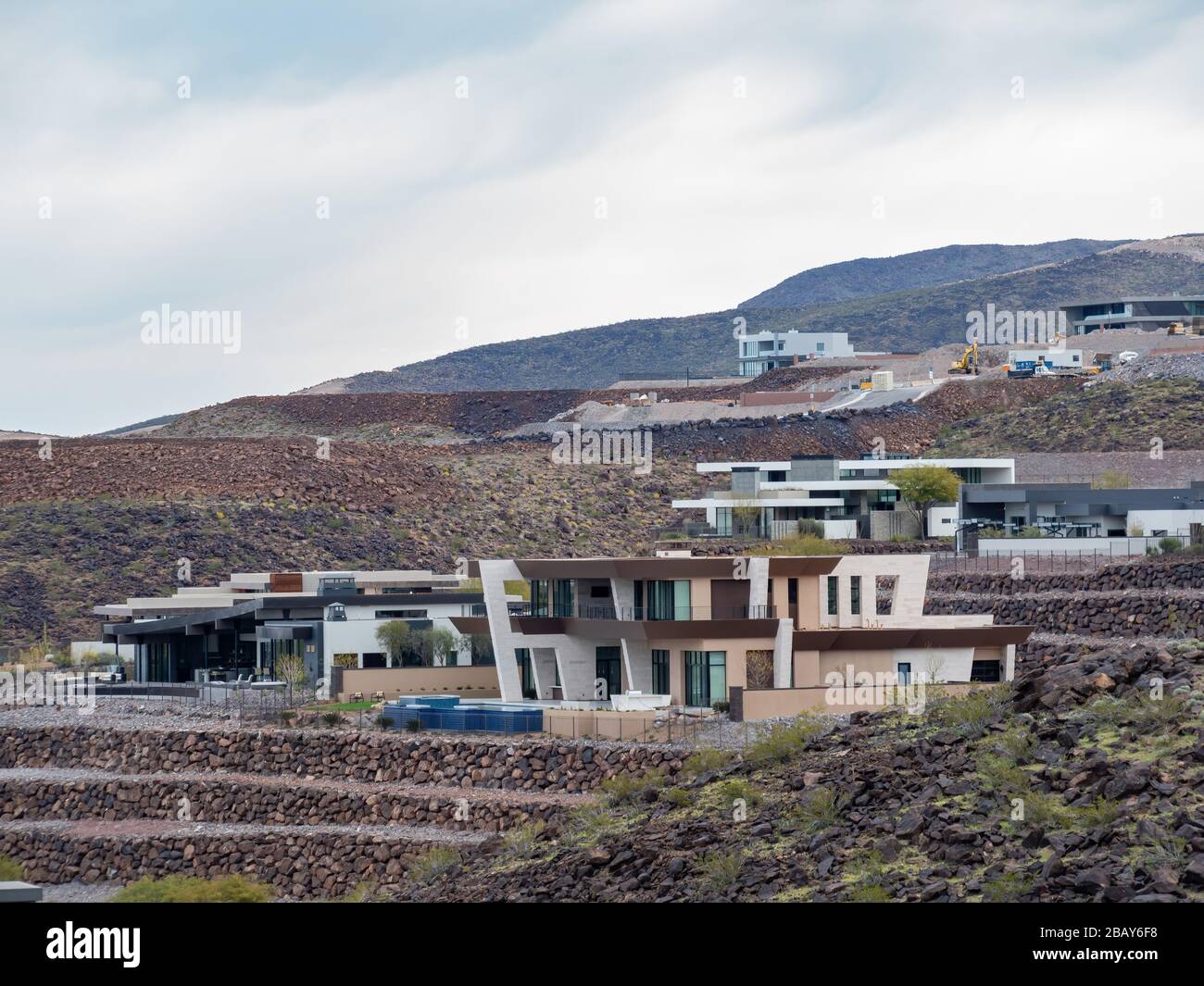Schöne Wohngegend der MacDonald Ranch in Henderson, Nevada Stockfoto