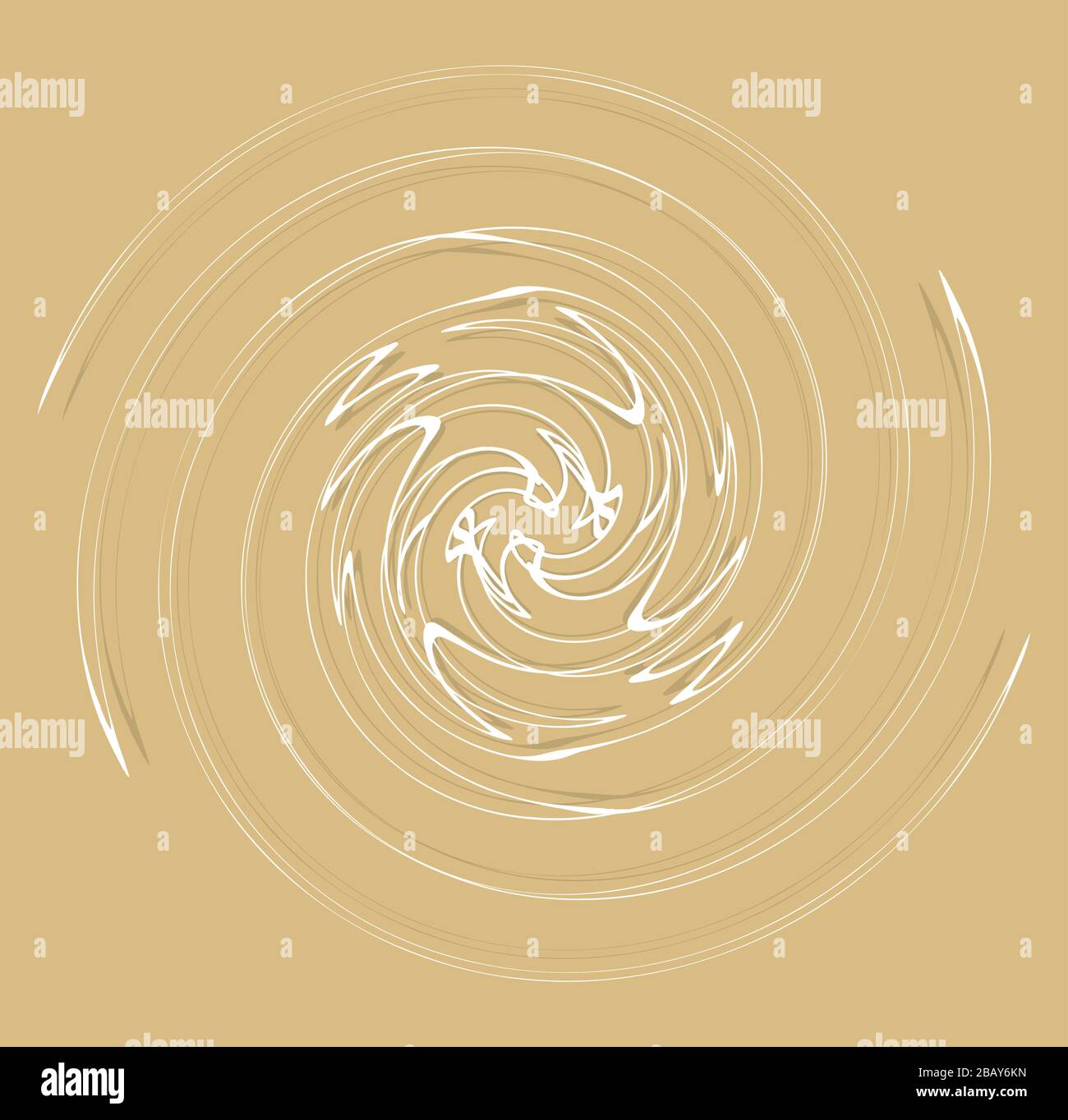 Weiß spiralförmig, spiralig, gewellt und geschweift. Spiralig, verdreht, Verwirbelung. Garnelement über einfarbigen, monochromen Hintergrund, Rückseite Stock Vektor