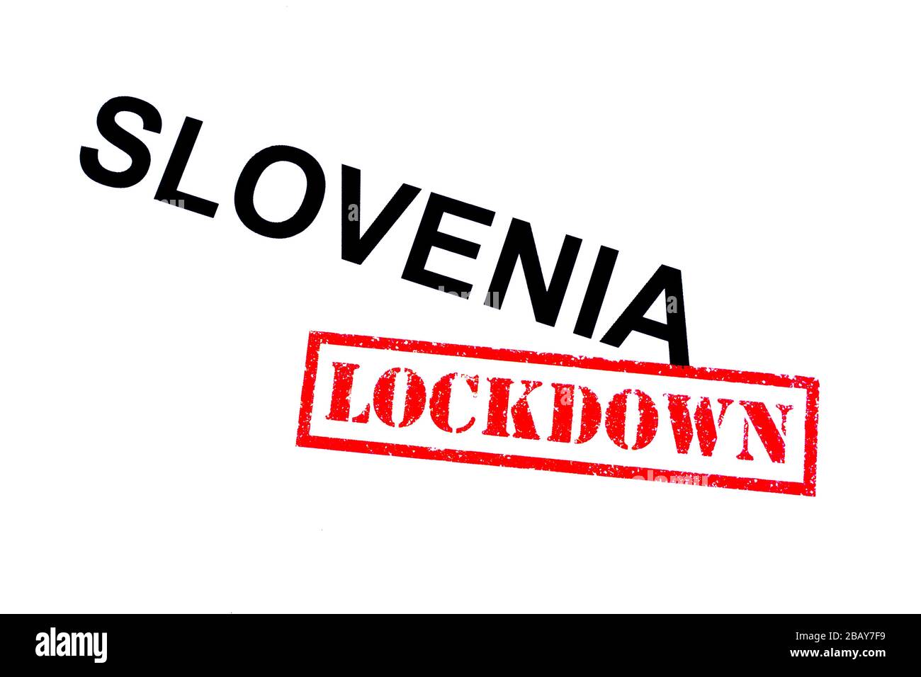 SLOWENIEN mit rotem LOCKDOWN-GUMMISTEMPEL. Stockfoto