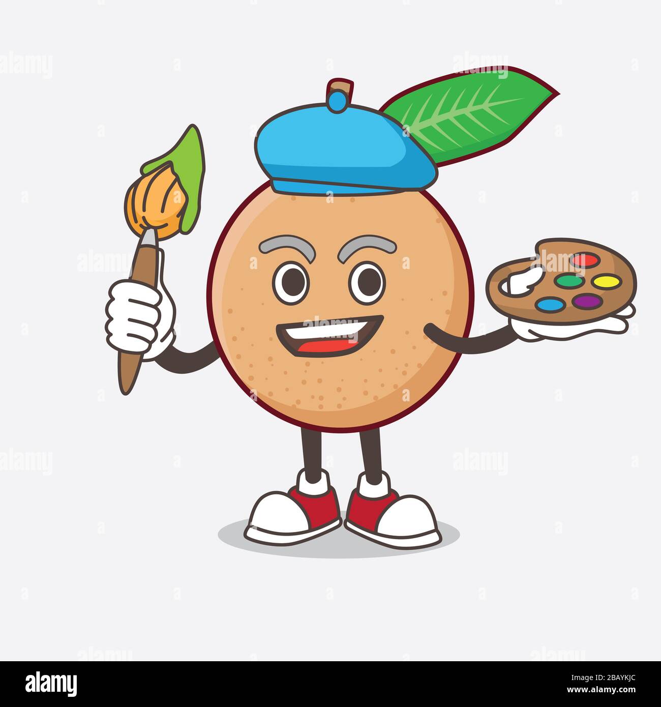 Eine Illustration des longan Fruit Cartoon Maskottchen Character Painter Style mit Kunstbürste Stockfoto