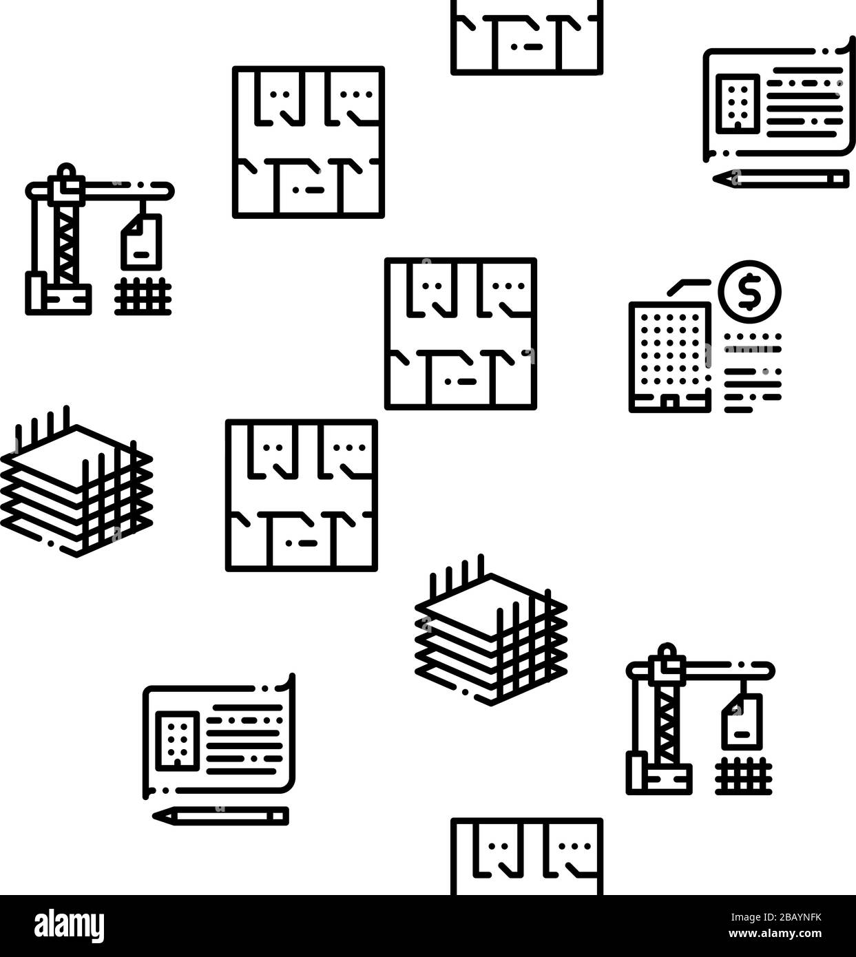 Bim-Gebäudeinformationen - Vektor Für Nahtlose Muster Stock Vektor