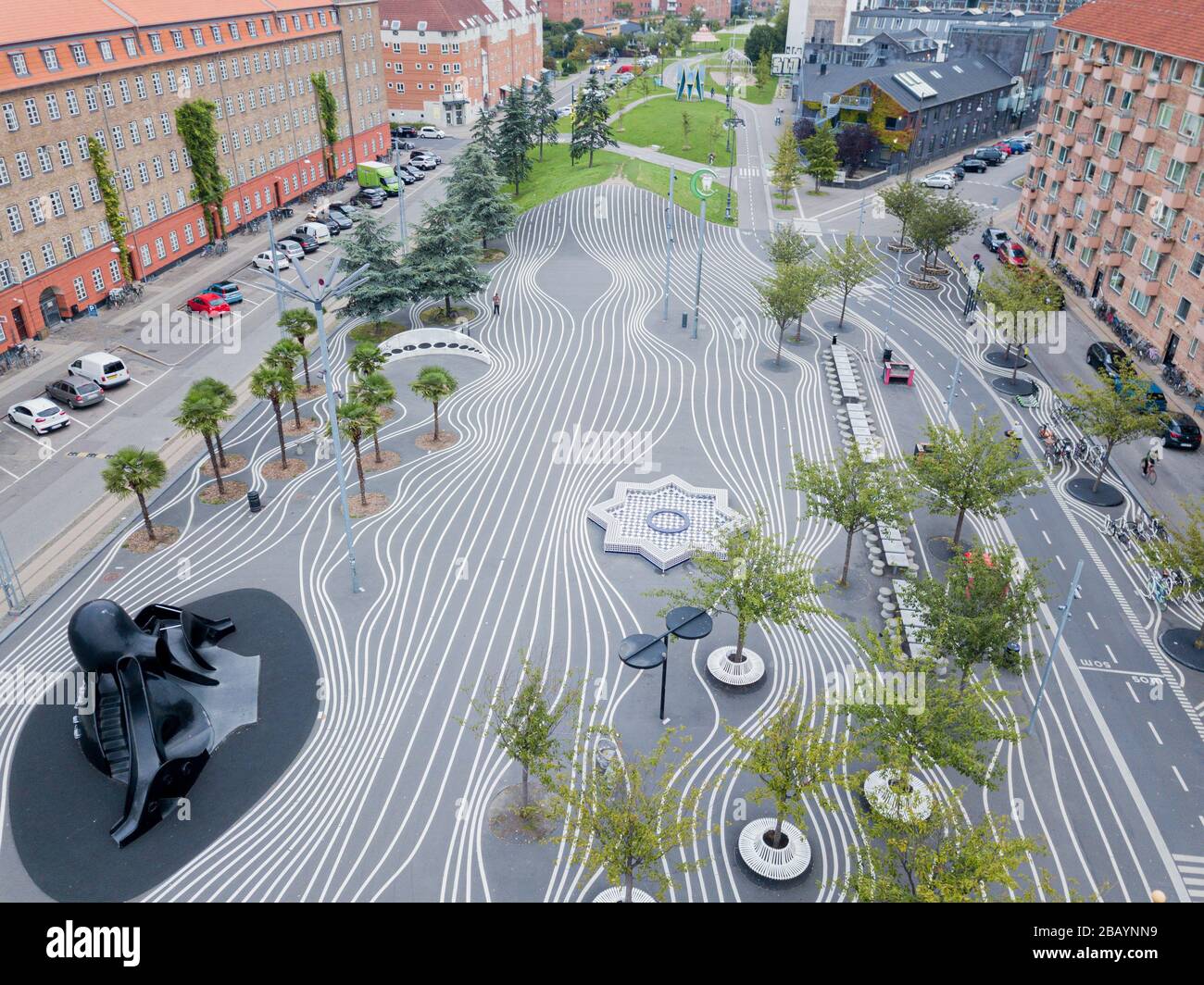 Superkilen Park in Kopenhagen, Dänemark. Stockfoto