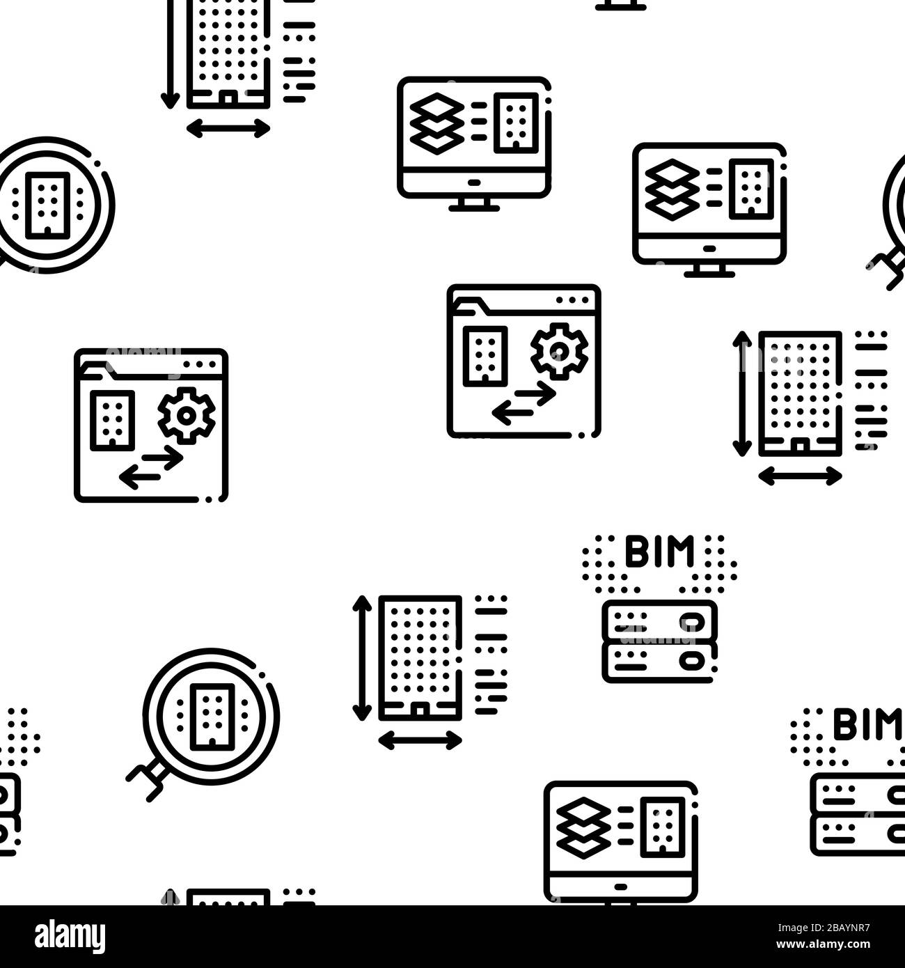 Bim-Gebäudeinformationen - Vektor Für Nahtlose Muster Stock Vektor