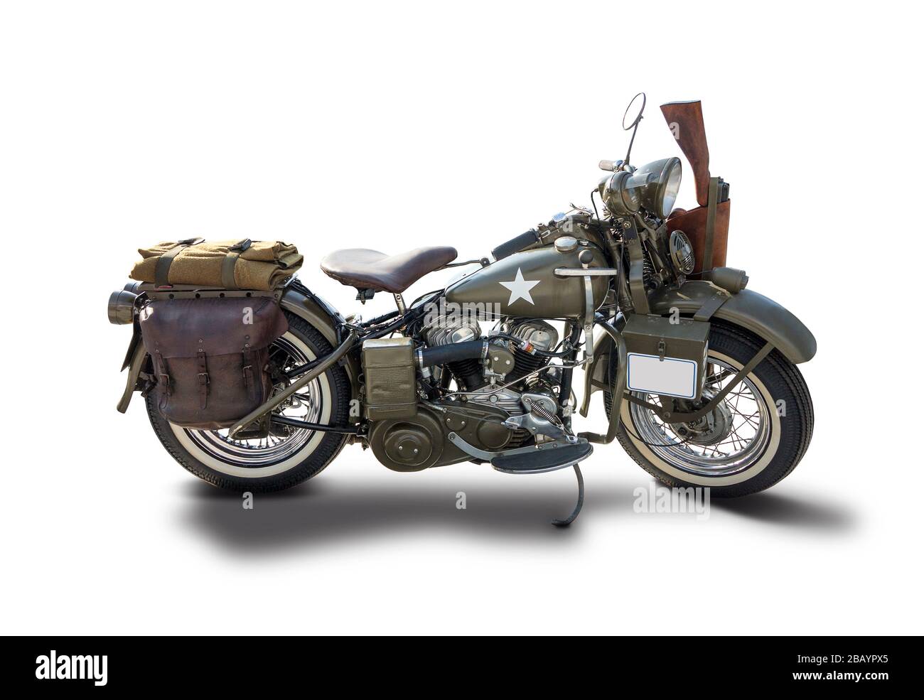 Classic Army Motorrad isoliert auf weiß Stockfoto