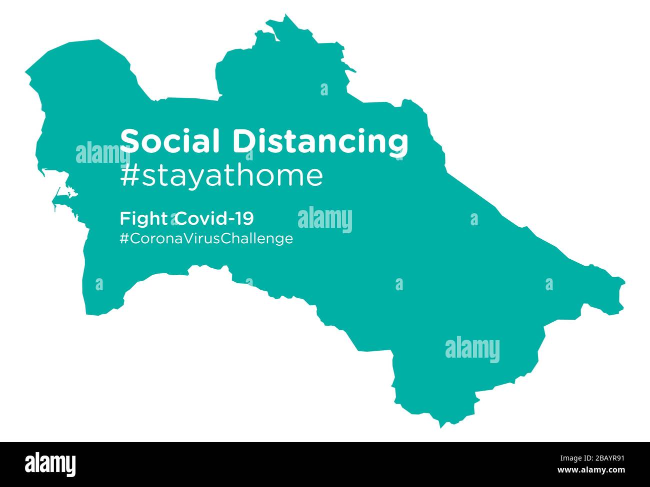 Turkmenistan Karte mit Social Distancing Stayathome Tag Stock Vektor