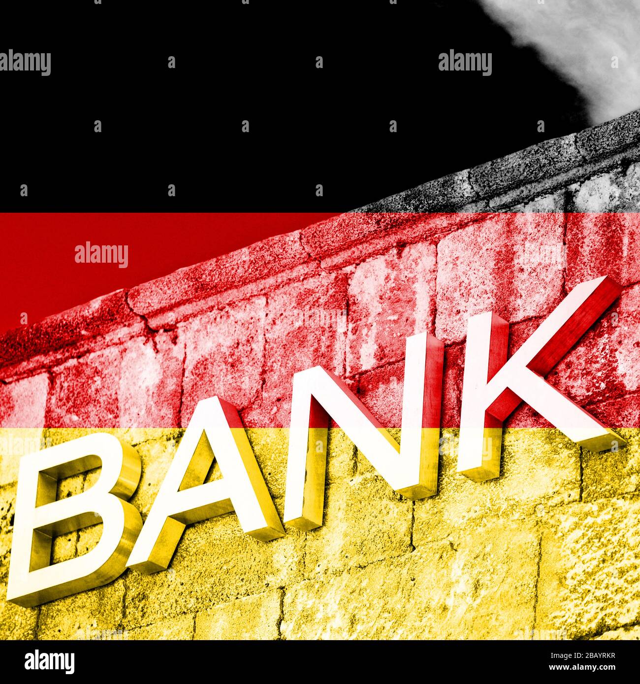 Finanz- und Wirtschaftskonzept der Bank mit Flagge Deutschlands Stockfoto