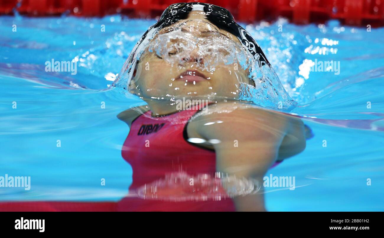 Argentiniens Daniela Gimenez während der 50-m-Freistil-Rennen der Frauen im Aquatics Center im Olympic Park, London. Stockfoto