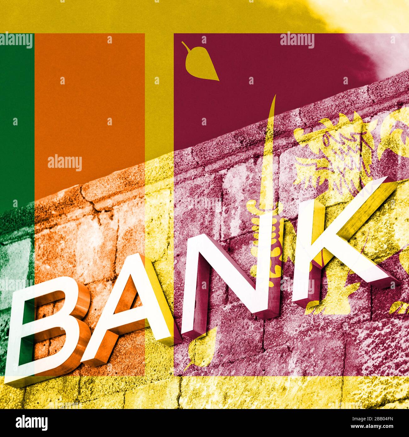 Finanz- und Wirtschaftskonzept der Bank mit Flagge Sri Lankas Stockfoto