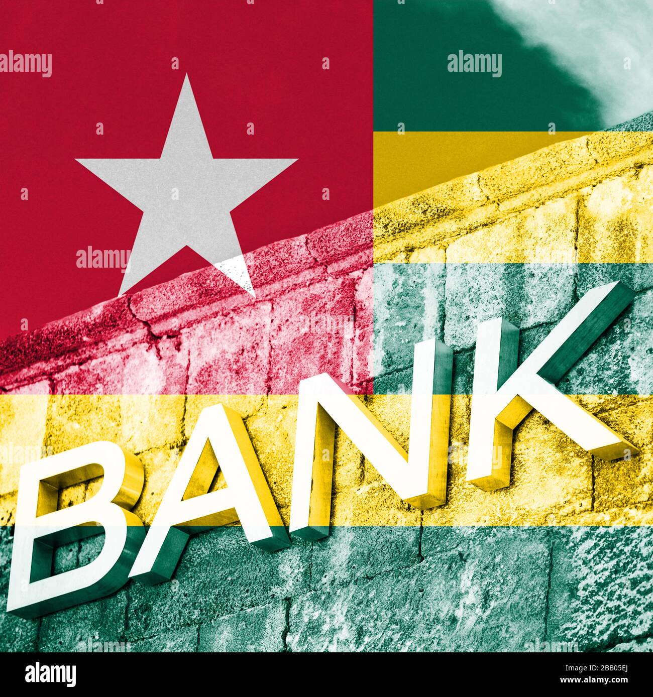 Finanz- und Wirtschaftskonzept der Bank mit der Flagge Togos Stockfoto