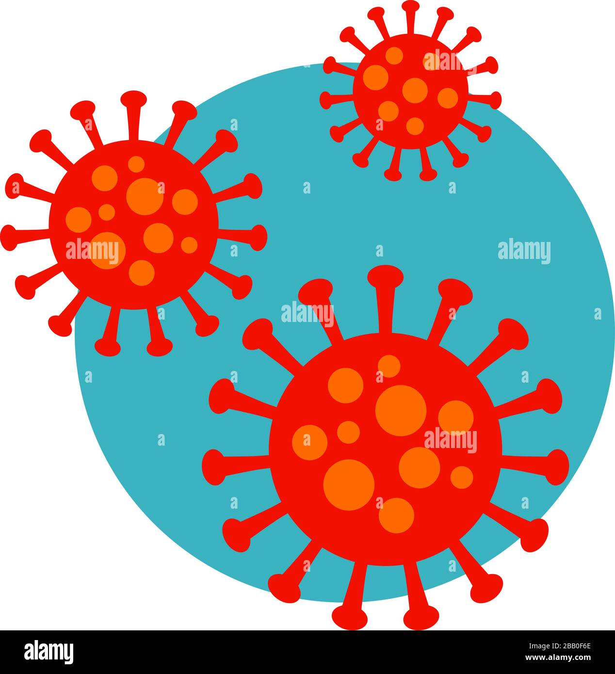 Bild von Coronavirus in flachem Stil auf blauem Hintergrund. Art Vektor Illustration. Stock Vektor