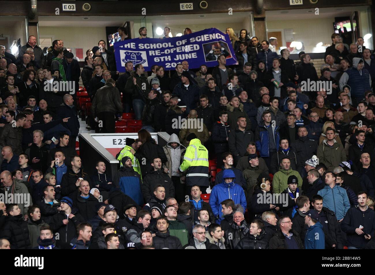 Everton-Fans auf der Tribüne Stockfoto