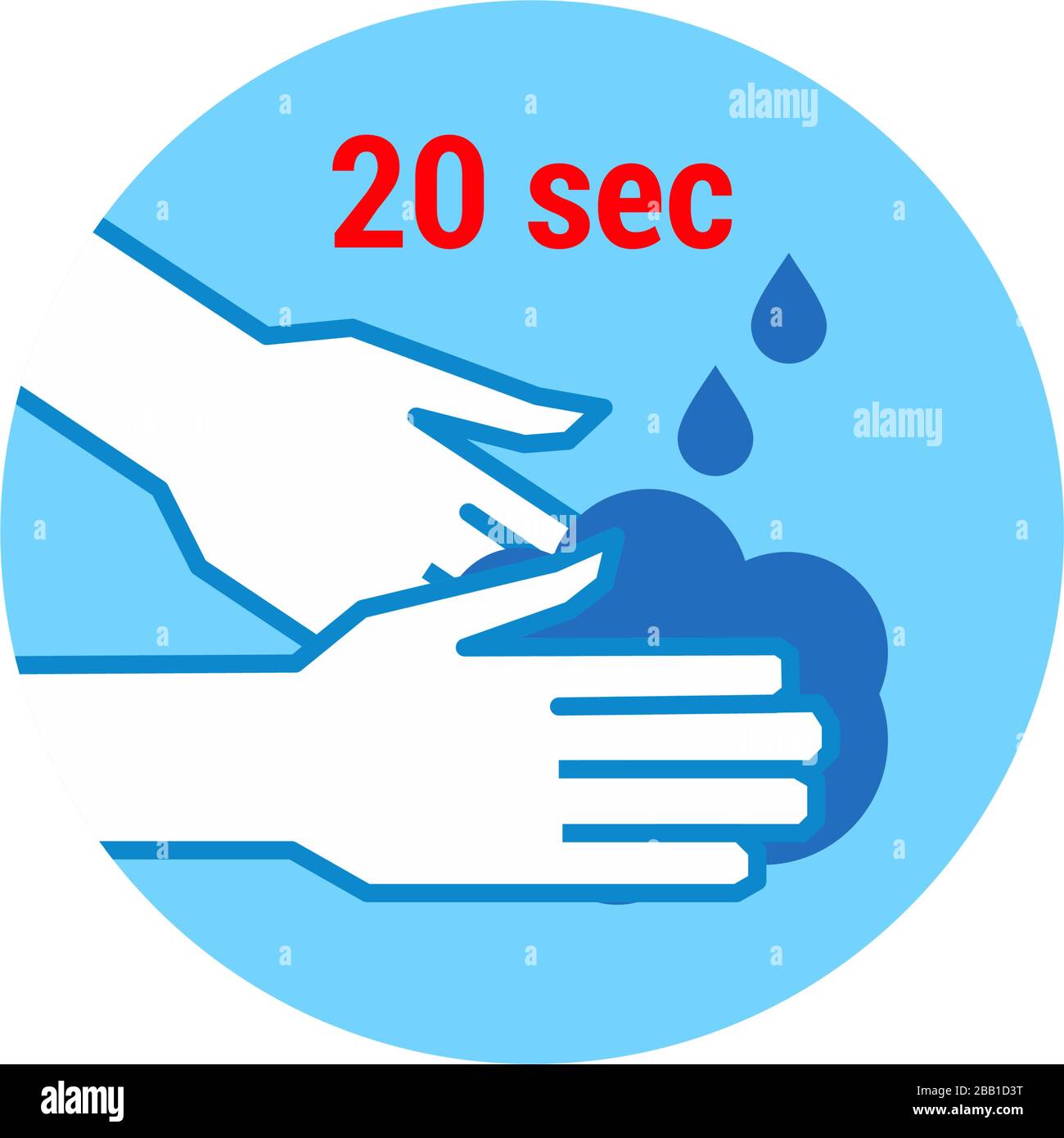 Covid-19 oder Coronavirus 2019-nCoV Krankheitsprävention Infografisches Symbol, medizinische und medizinische Konzeptvektor-Illustration. Waschen Sie sich Ihre Hände für at lea Stock Vektor
