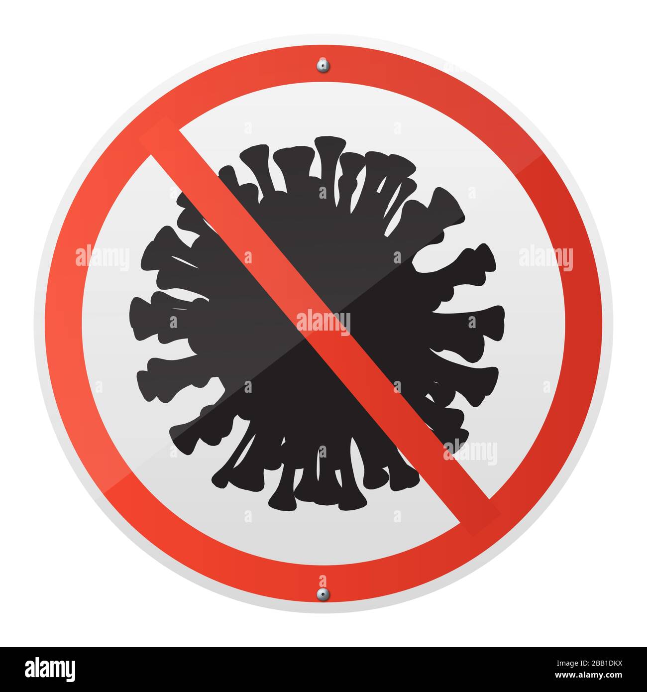 Realistische Coronavirus Ikone mit rotem Verbotsschild, 2019-nCoV Roman Coronavirus Stock Vektor