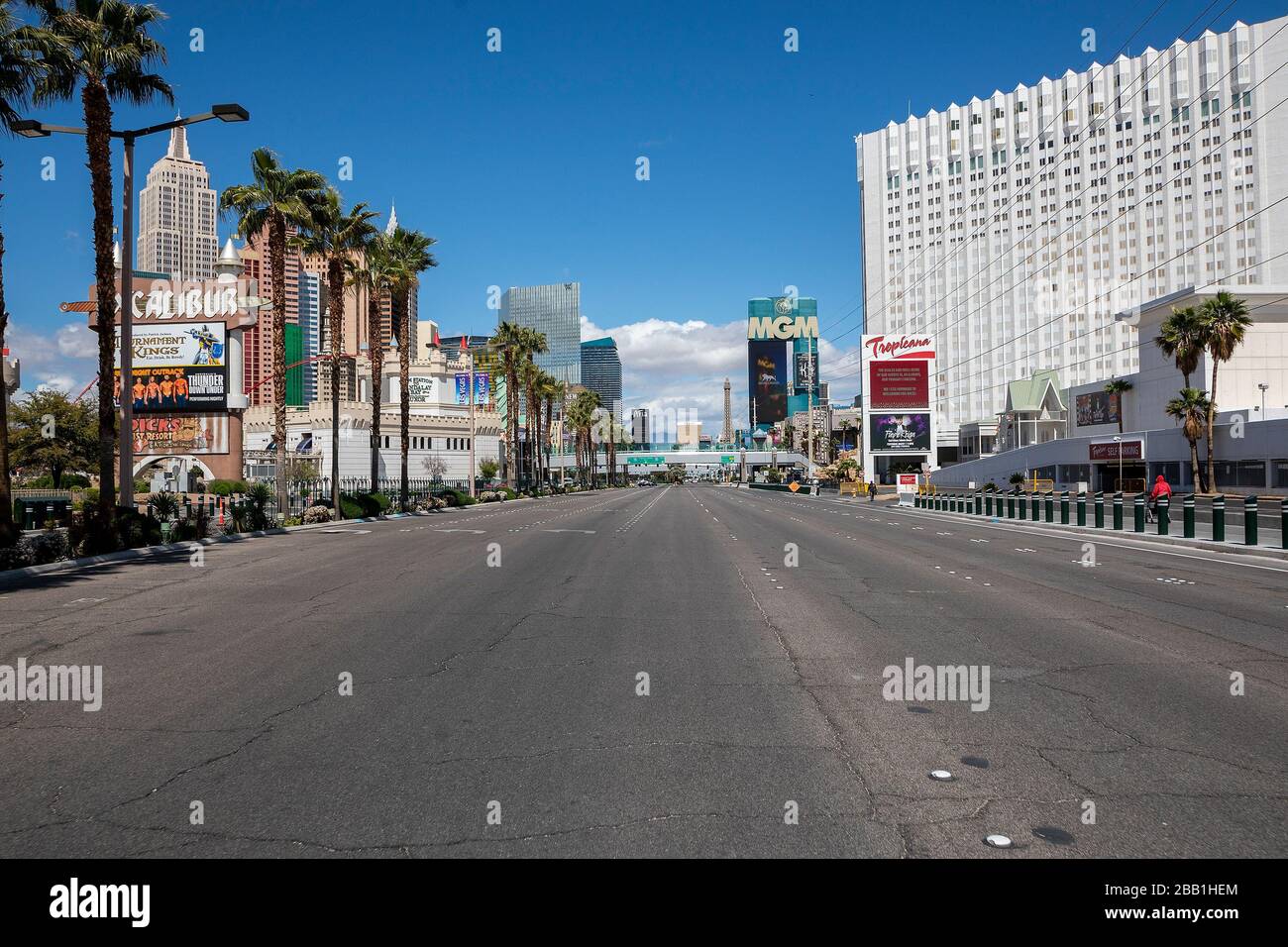 Allgemeiner Blick auf einen leeren Las Vegas Strip inmitten der globalen Coronavirus COVID-19-Pandemie, Montag, 23. März 2020, in Las Vegas. (Foto von IOS/Espa-Images) Stockfoto