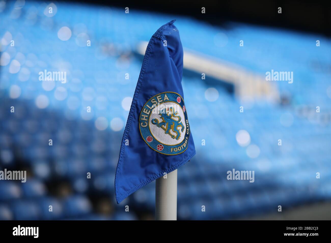 Einen Überblick über eine Eckfahne Chelsea an der Stamford Bridge, London. Stockfoto