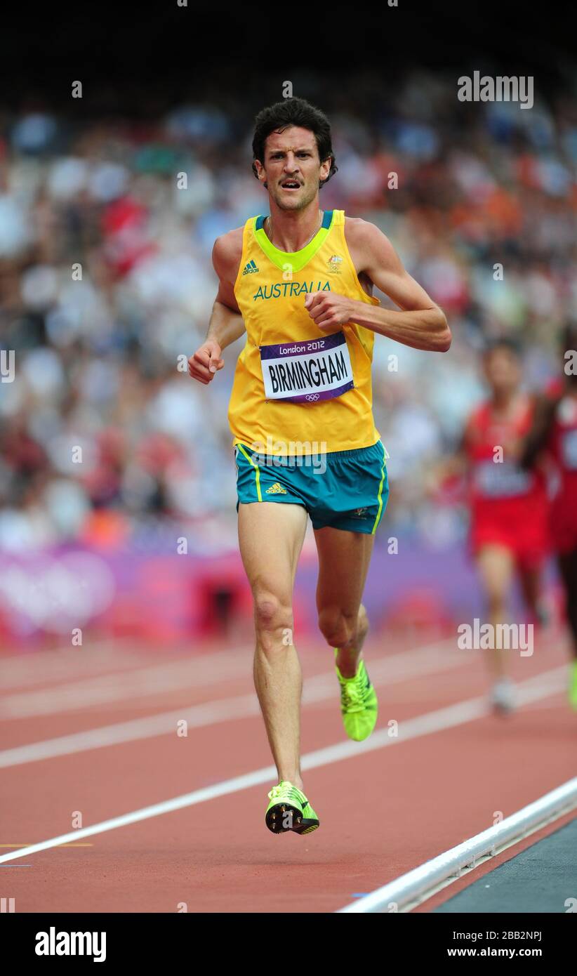 Der australische Collis Birmingham tritt im 5000-m-Rennen der Männer, in der ersten Runde, im Olympiastadion London an Stockfoto