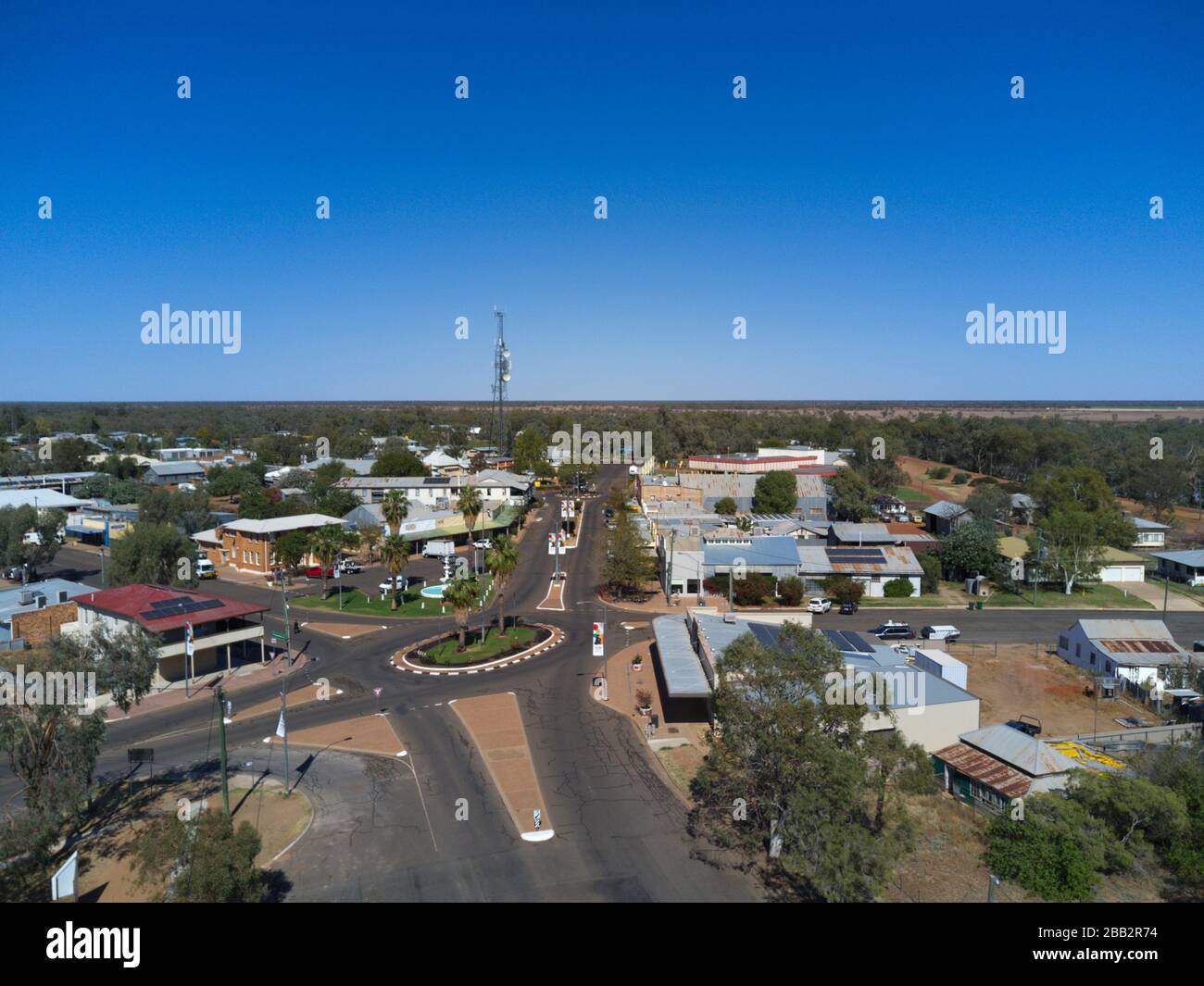 Luftaufnahmen des CBD-Cundamulla Western Queensland Australia Stockfoto
