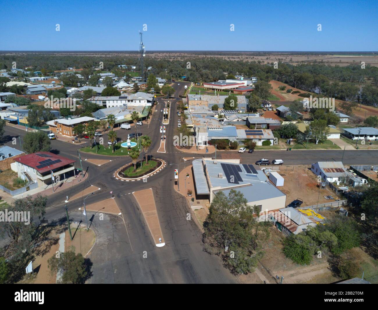 Luftaufnahmen des CBD-Cundamulla Western Queensland Australia Stockfoto