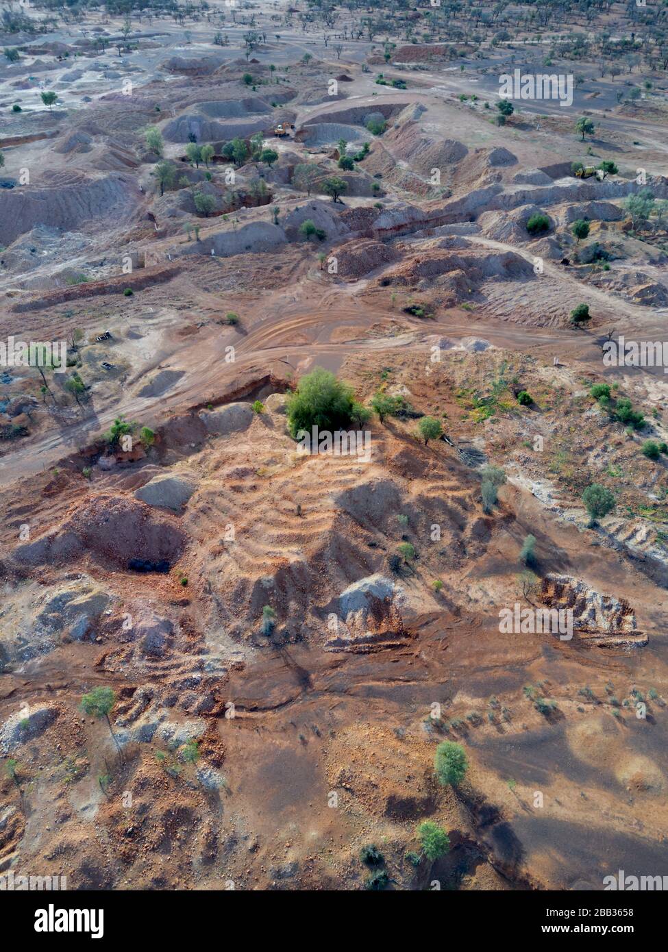 Luft des isolierten Opalbergbaudorfes Yowah im fernen Western Queensland Australien Stockfoto