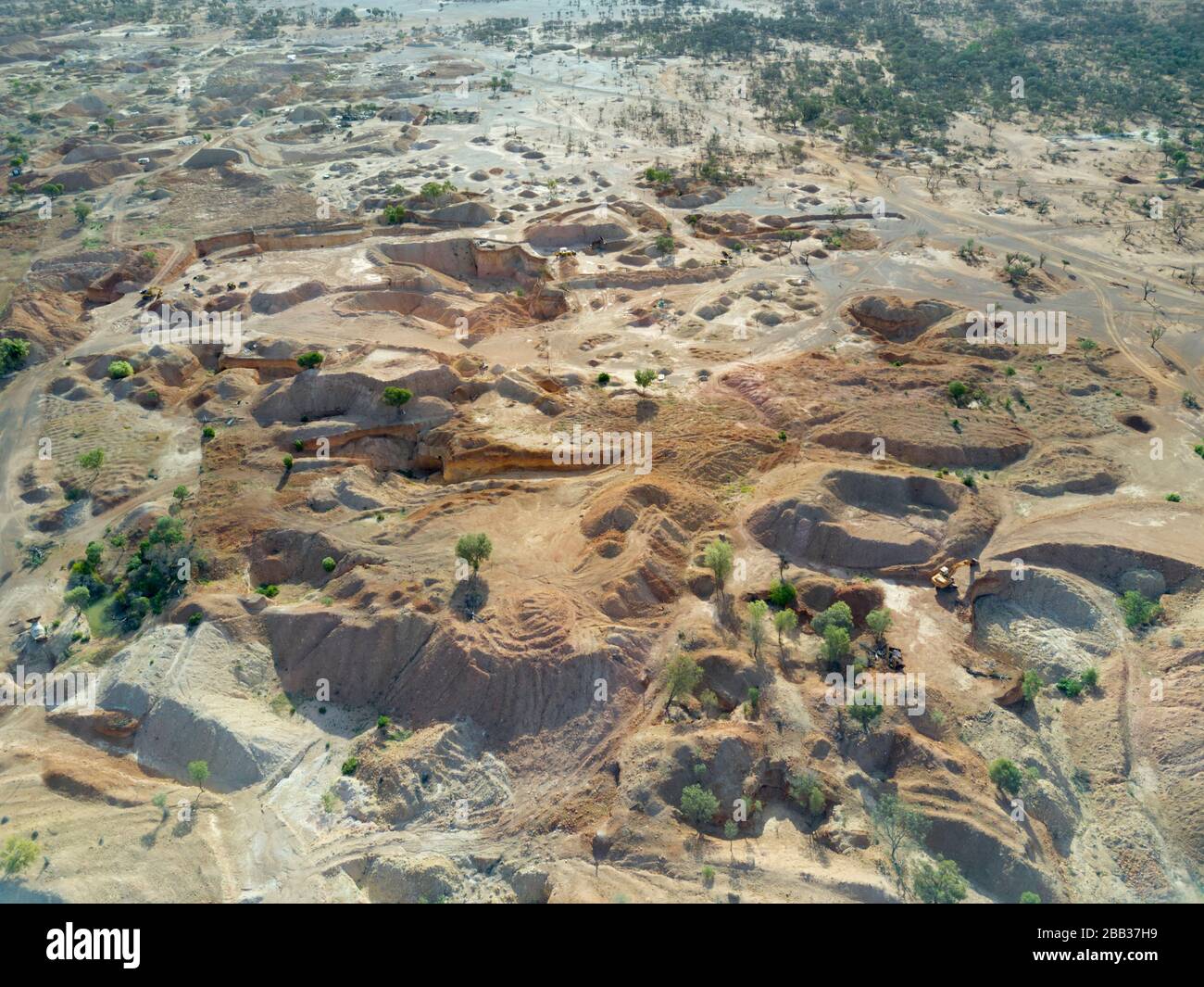 Luft des isolierten Opalbergbaudorfes Yowah im fernen Western Queensland Australien Stockfoto