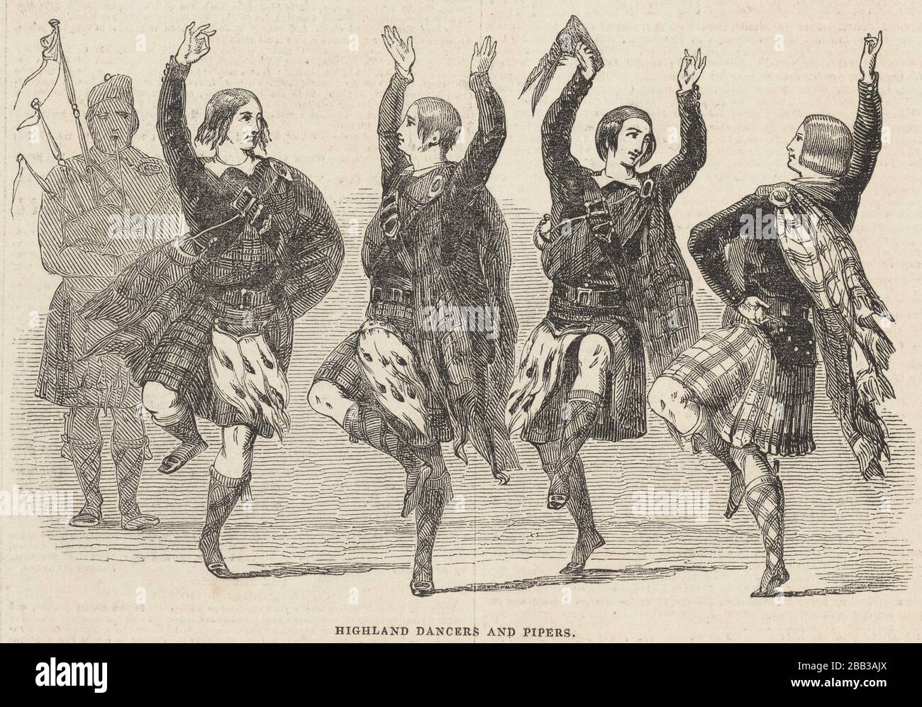 Folk Dancing in England und Schottland im 19. Jahrhundert druckt zusätzlichen Titel: Illustrierte Londoner Nachrichten. Evans, Edmund, 1826-1905 (Holzstecher) Stockfoto