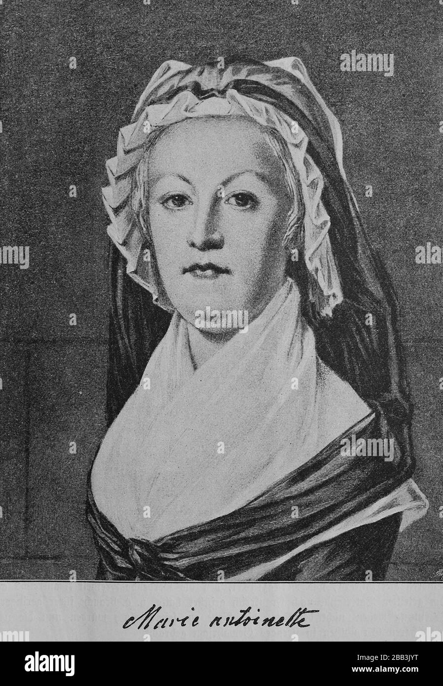 Marie-Antoninette, 2. November 55-10, wurde als Erzherzegin Maria Antonia von Österreich geboren. Durch Heirat mit dem Thronfolger Ludwig August wurde sie am 16. Mai 1770 Dauphine von Frankreich und ab 10. Mai 1774 Königin von Frankreich und Navarra, Königin der Franzosen nach der französischen Revolution, hier das angeblich letzte Bild von ihr/Marie-Anteinette, 2. November 1755-10 wurde als Erzherzogin Maria Antonia von Österreich geboren. Durch Heirat mit dem Thronfolger Ludwig August wurde sie am 16. Mai 1770 Dauphine von Frankreich, vom 10. Mai 174 eine Königin von Frankreich und Navarra, nach der Fra Stockfoto