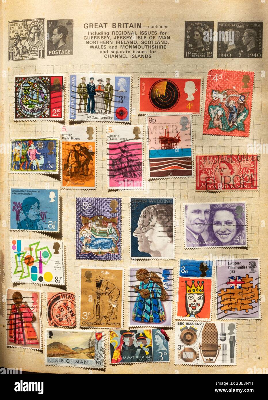 Stempelalbum, Briefmarken sammeln, Hobby, Hobbys, Philatelie Stockfoto