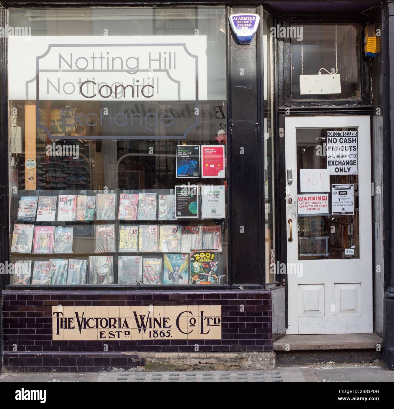 Comic-Shop in Notting Hill, London Stockfoto