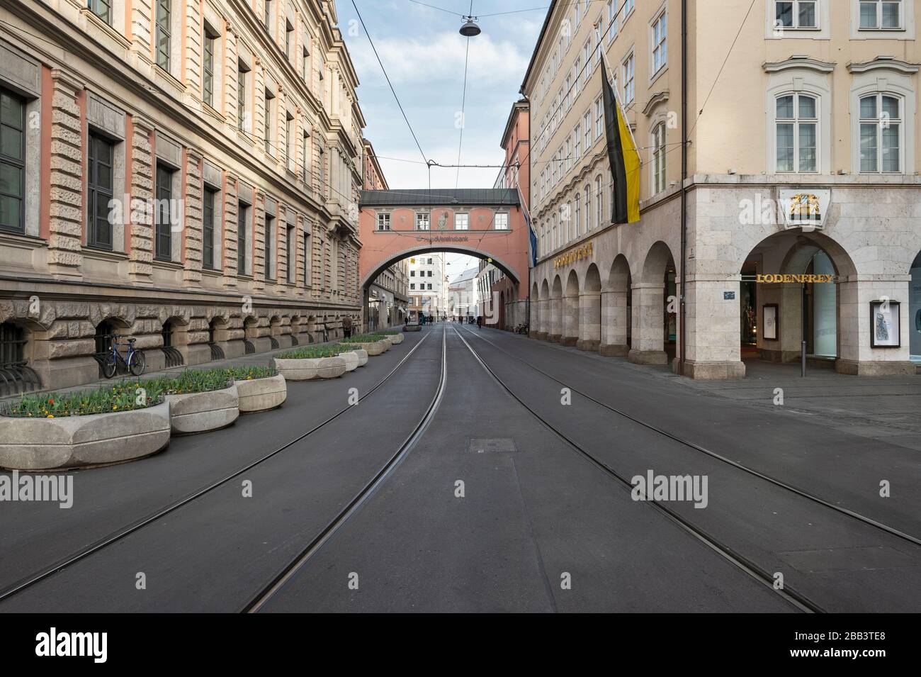 München - Bayern - Deutschland, 27. März 2020: Maffeistraße München. Leere Straßen und Innenstadt Münchens wegen der Schließung wegen Corona Stockfoto
