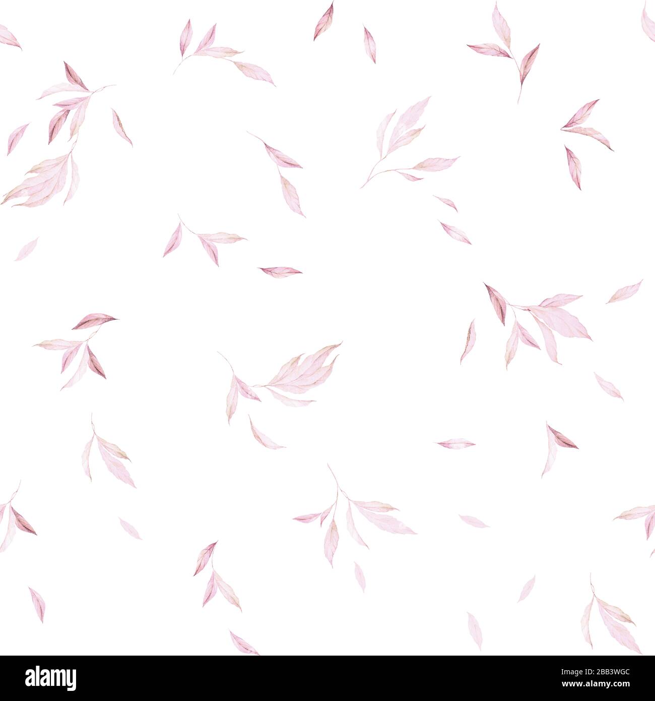 Nahtloses Muster. Modehintergrund. Rosengold üppige Blätter. Aquarell. Wanddekor. Druckqualität. Weißer Hintergrund. Stockfoto
