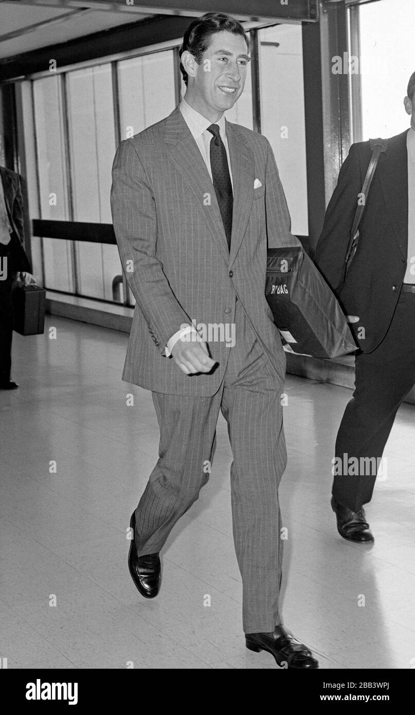 Charles Prince of Wales verließ 1982 den Londoner Flughafen Heathrow für Amerika. Stockfoto