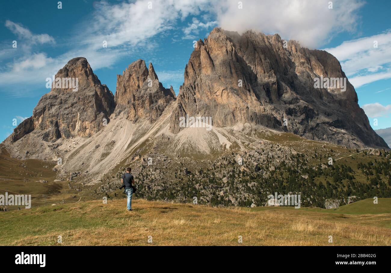 sassolungo, doles, trentino Alto adige, italien, Landschaft, Wolken, Berge Stockfoto