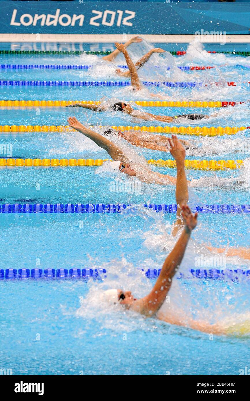 Ein allgemeiner Blick auf den 200-m-Rückschlag der Männer Halbfinal 2 Stockfoto