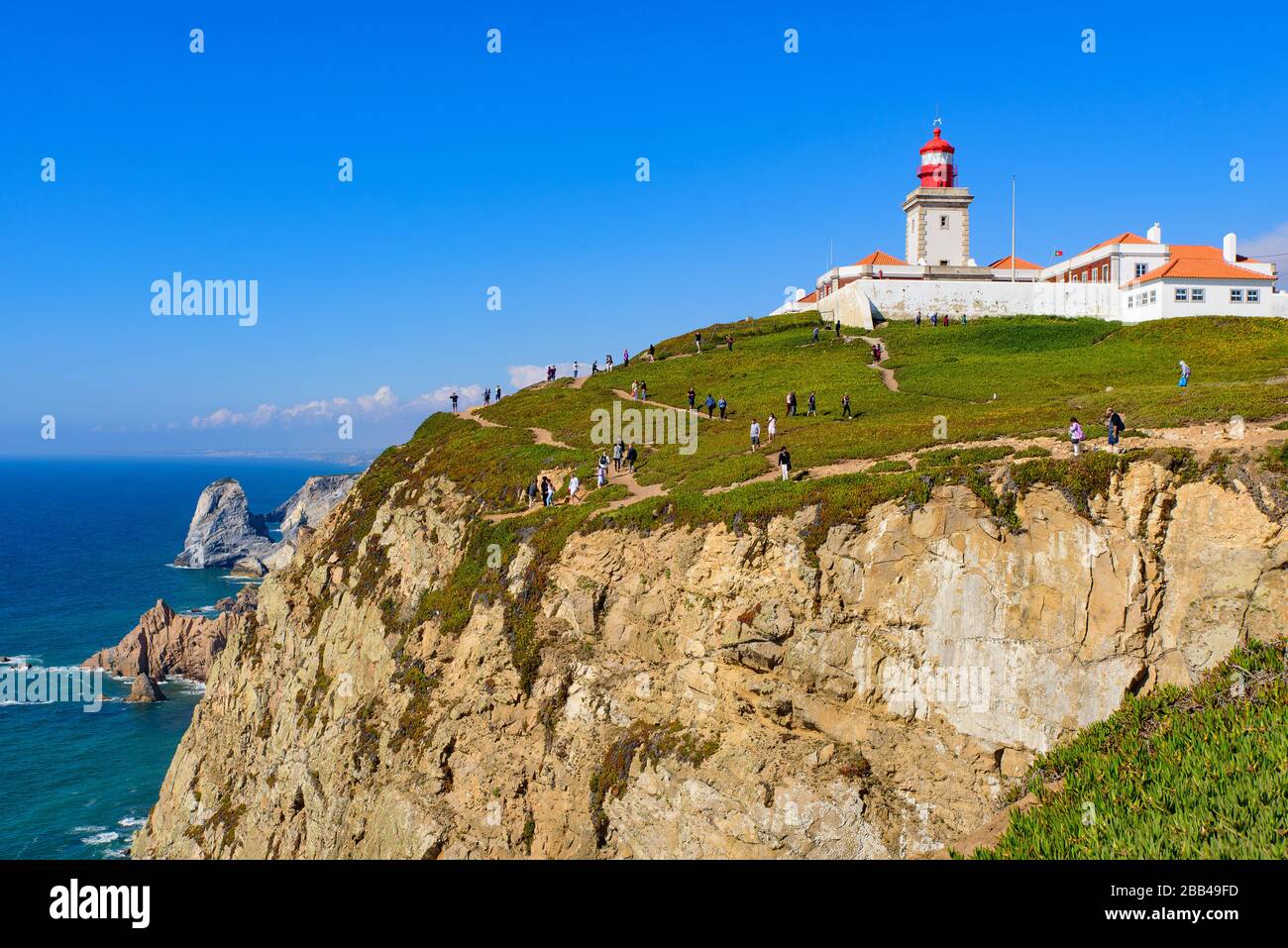 Kap Roca (Cabo da Roca), der westlichste Punkt Europas in Sintra, Portugal Stockfoto