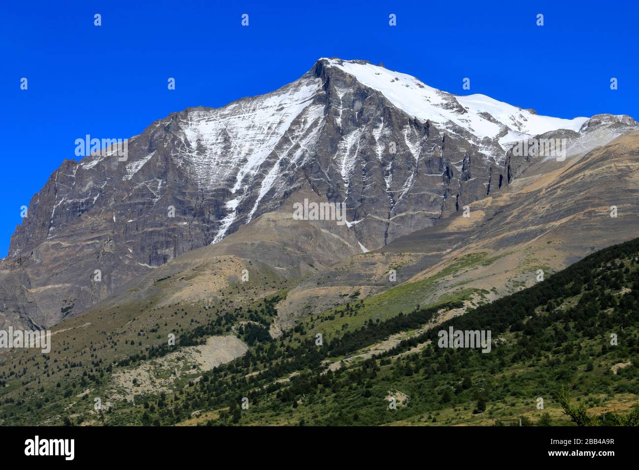 Berg Torre Centra, Nationalpark Torres del Paine, Region Magallanes, Patagonien, Chile, Südamerika Stockfoto