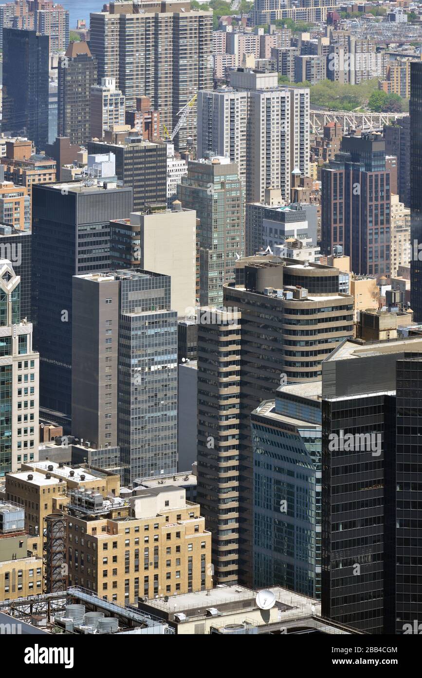 Wundervolle Aussicht auf Wolkenkratzer von New York City von Vogelflug. Vereinigte Staaten von Amerika Stockfoto