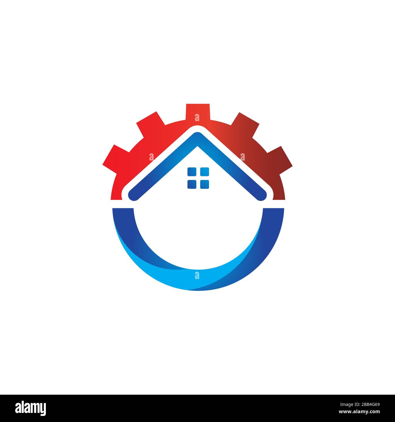 Tolles Design mit Logo für die Heimverbesserung, mit Symbol für das Hausdach und Pfeil nach oben Stock Vektor