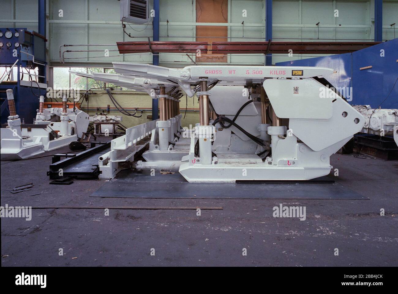 1982, unterirdische Hydraulikgruben-Requisiten für die Bergbauindustrie, Horbury Wakefield, West Yorkshire, Nordengland, Großbritannien Stockfoto