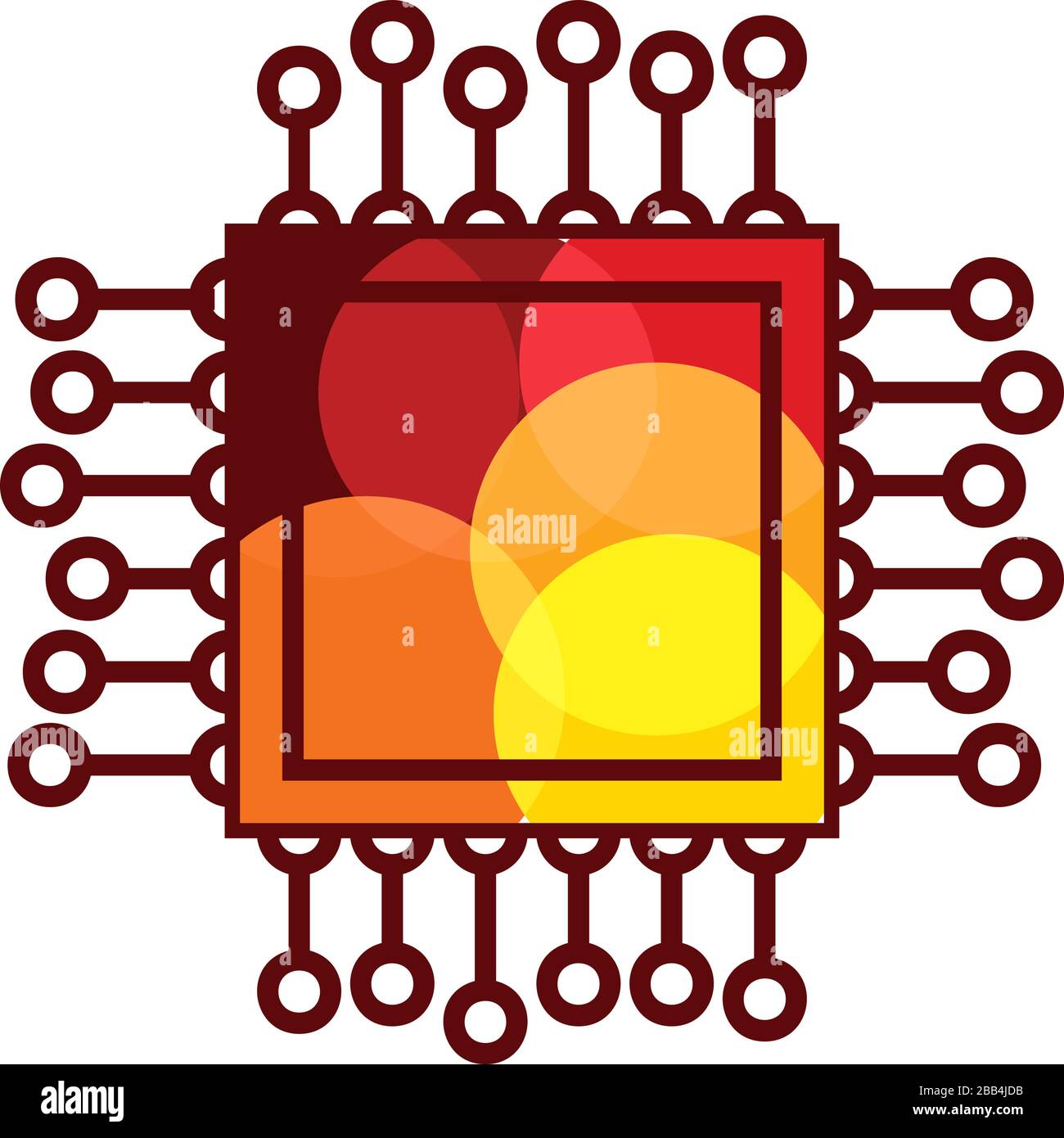 Abstraktes Mikrochip-Logo für lineare Vektorgrafiken. Symbol "Mikroprozessor plain". Digital Art Design Element. Smart-Technologie-Logotyp. Stock Vektor